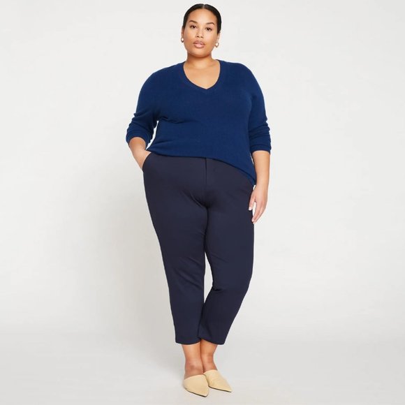 Universal Standard Pants - Universal Standard Navy Blue Cropped Cigarette Pants size 10/12